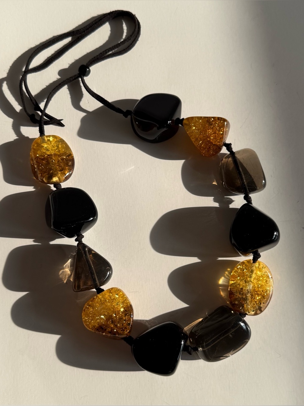 Kenneth Jay Lane Amber and Black Statement Bead Necklace